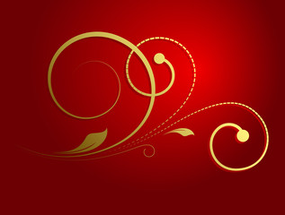 Golden Floral Christmas Background