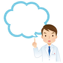 注意する男性医師　医療　コピースペース