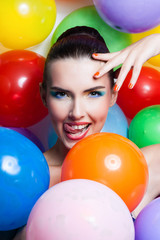 Obraz premium Beauty Girl Portrait with Colorful Makeup, 