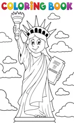Abwaschbare Fototapete Für Kinder Coloring book Statue of Liberty theme 1