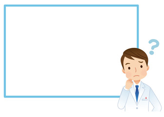 考える男性医師　医療　コピースペース