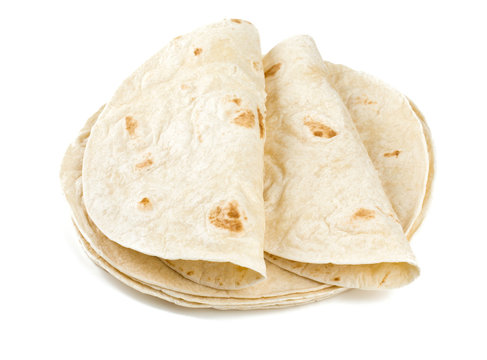 Wheat Tortillas Isolated On White