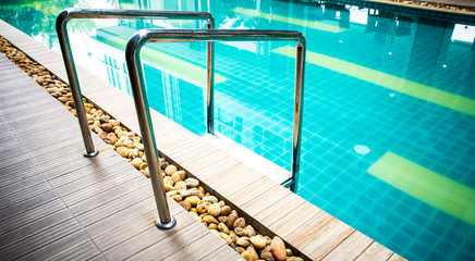 Stairs of the empty swimming pool