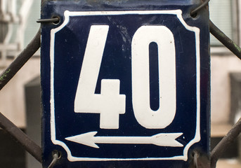 Weathered enameled plate number 40