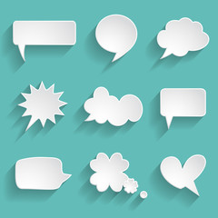 set of paper speech bubbles