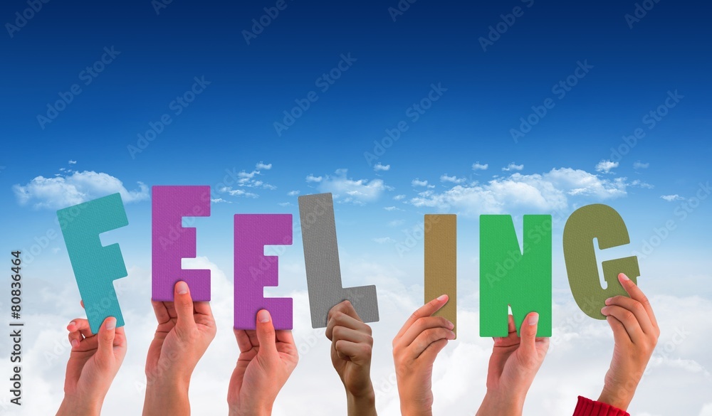 Poster composite image of hands showing feeling