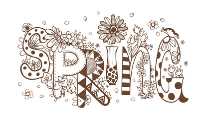 Brown floral collection with spring letters