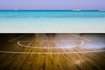 basketball court with view of the sea