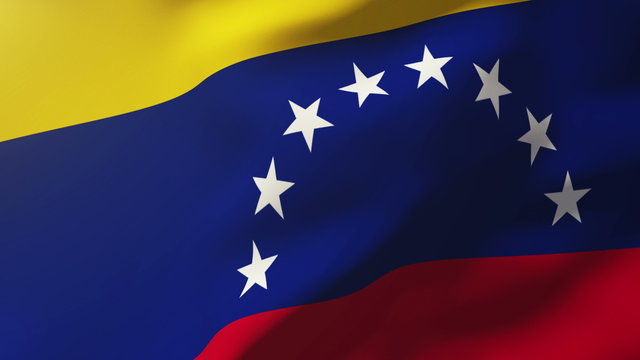 Venezuela flag waving in the wind. Looping sun rises style