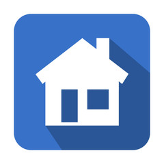 Icono cuadrado azul casa con sombra