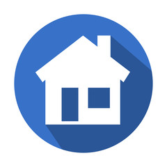 Icono redondo azul casa con sombra