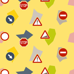 seamless background with traffic signs