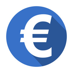 Icono redondo azul euro con sombra