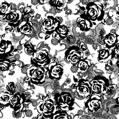 バラとレース編み