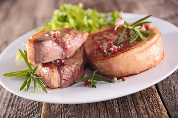 grilled meat and salad