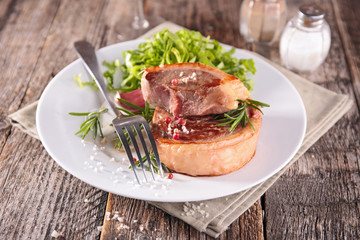 grilled meat and salad