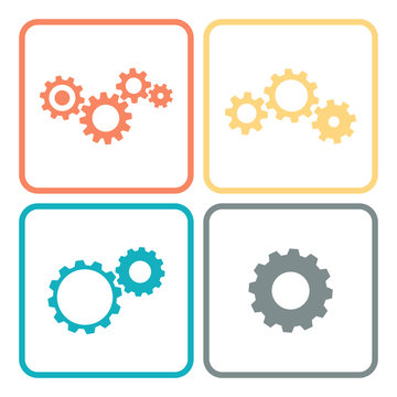 Color flat design illustration: cogwheels and gears.
