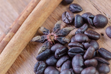 cinnamon with coffee beans