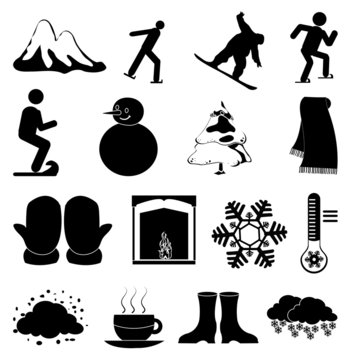 Winter season icons set