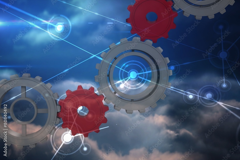 Poster Composite image of cogs and wheels