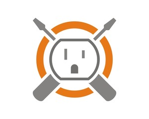 screwdriver plugs electricity logo icon vector