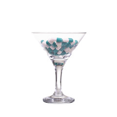 Isolated glass with pills