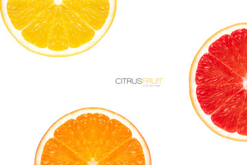 Three different varieties of orange slice