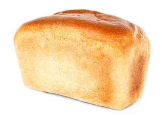 Loaf of fresh bread isolated on white
