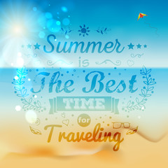 Vintage typography lettering with floral ornaments and summer