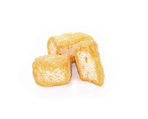 Sliced bean curd tofu over white background