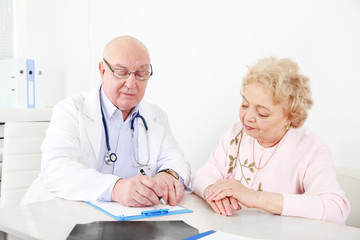 Doctor and patient in hospital clinic