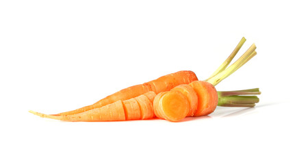 Carrot vegetable with leaves isolated on white background