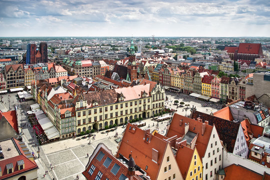 Air view panorama of Wroclaw