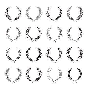 Set of vector laurel wreaths.