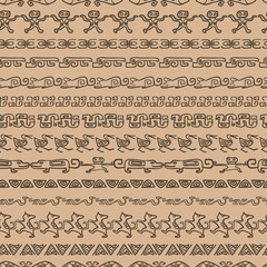 Seamless ethnic pattern with archaeological ornament
