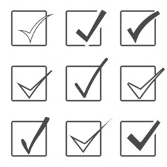 Vector confirm icons set. Yes icon. Check Mark icon.  Checkboxes