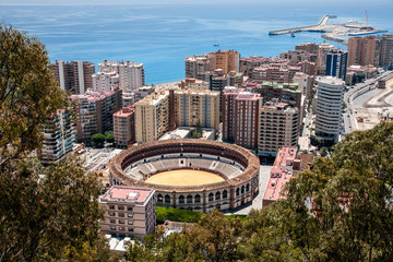 Malaga harbor panoramic view, Spain