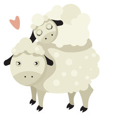 Sheep family. Mother and child.