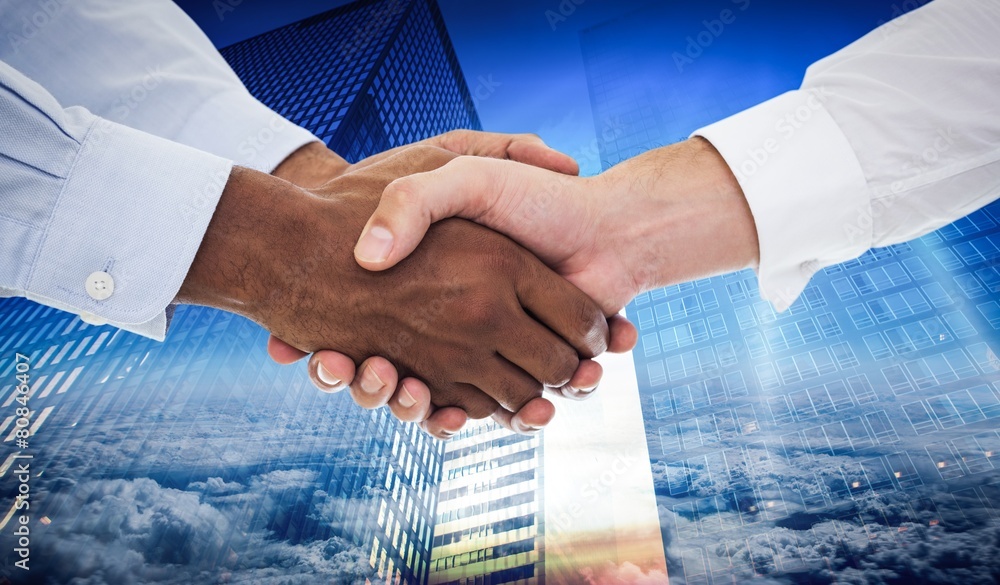 Aufkleber composite image of close-up shot of a handshake in office
