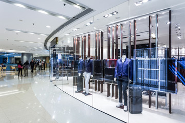 fashion shop display window and clothes.