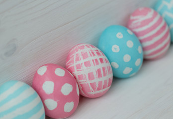 Easter eggs on a wooden background