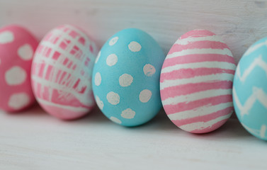 Easter eggs on a wooden background