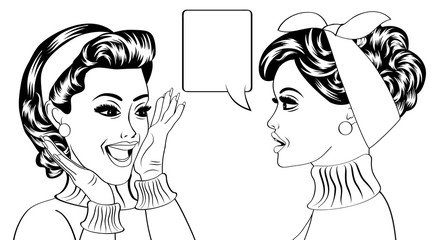 pop art retro women in comics style that gossip
