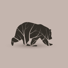 Stylized grizzly bear. Vector illustration tattoo. 