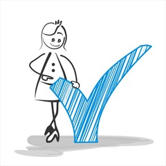 Frau mit Ja-Zeichen, Dheckliste, abhaken, Frauenpower, Ja sagen, Dozentin, stolz