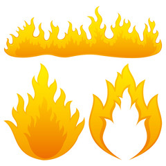Vector set. Fire flames.
