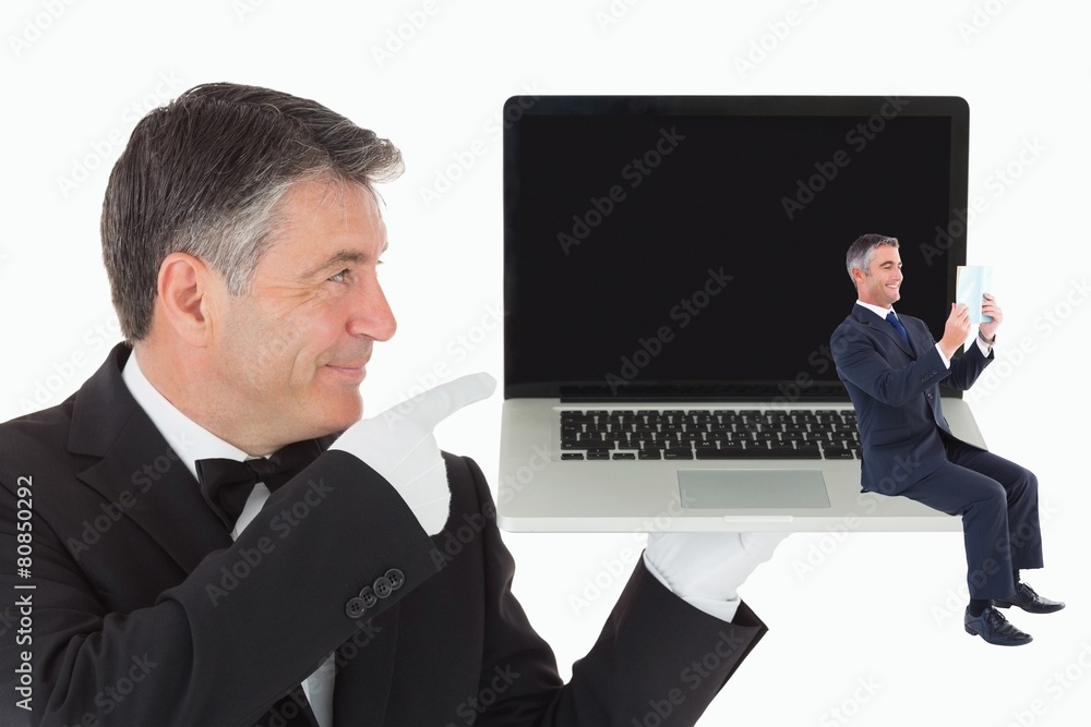 Poster composite image of businessman reading