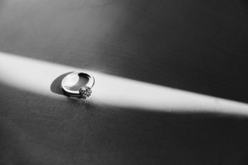 The engagement ring on white background