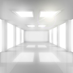 White Room with Windows in Walls and Ceiling.