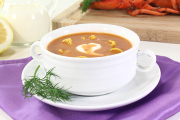 gekochte Hummercremesuppe